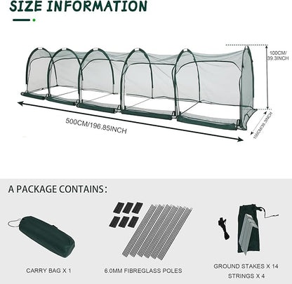 Flexible Net Grow Tunnel - Garden Greenhouse Mesh Cover Growhouse Cloche for Protecting Fruit