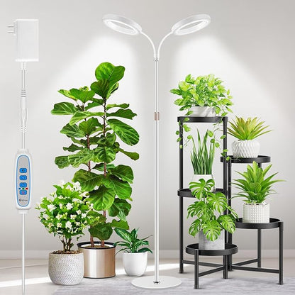 Large Plant Light for Indoor Plants, 2 Head Full Spectrum Grow Light with 68" Adjustable Stand for