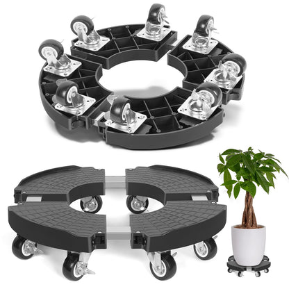 TreeGun Plant Caddy with Wheels Heavy Duty with 8 Lockable Casters, Rolling Plant Stand Adjustable