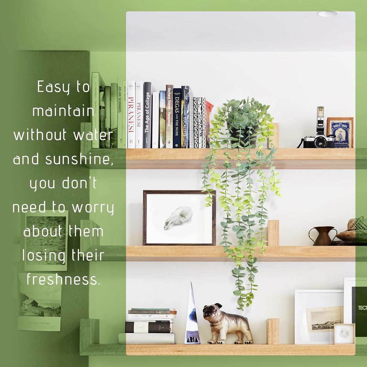 Fake Hanging Eucalyptus Plants Artificial Faux Plants Indoor Small Hanging Greenery Decor for Shelf