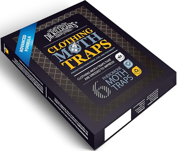 Dr. Killigan's Premium Double Potent Clothing Moth Traps with Pheromones Prime, Organic Clothes