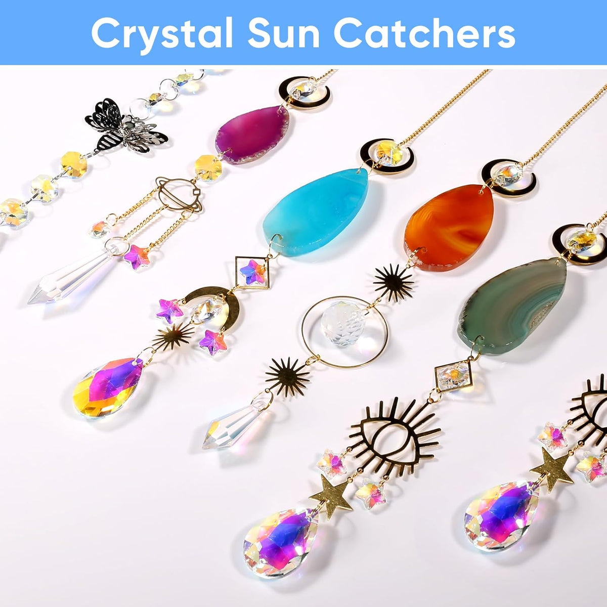 7 PCS Crystal Suncatcher, Hanging Suncatchers with Crystals Light, Sun Catchers Indoor Window