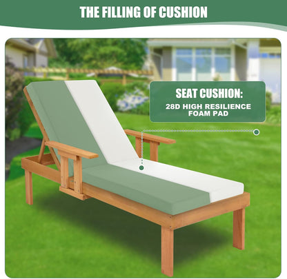 Chaise Lounge Cushions Outdoor Set of 2 - Waterproof and Fade Resistant Sun Lounger Replacement