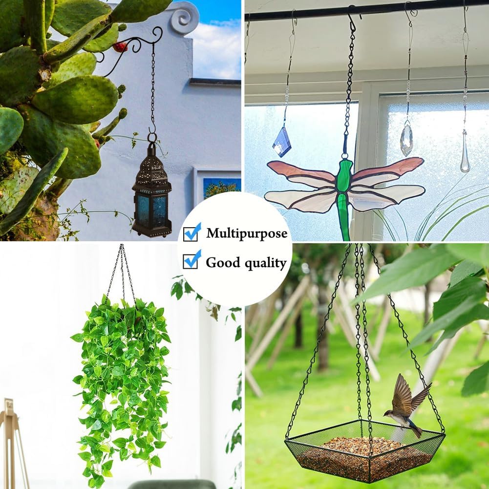 YINGFENG 236 Inch Black Metal Hanging Chains and Hanging Basket Hooks Set for Bird Feeders