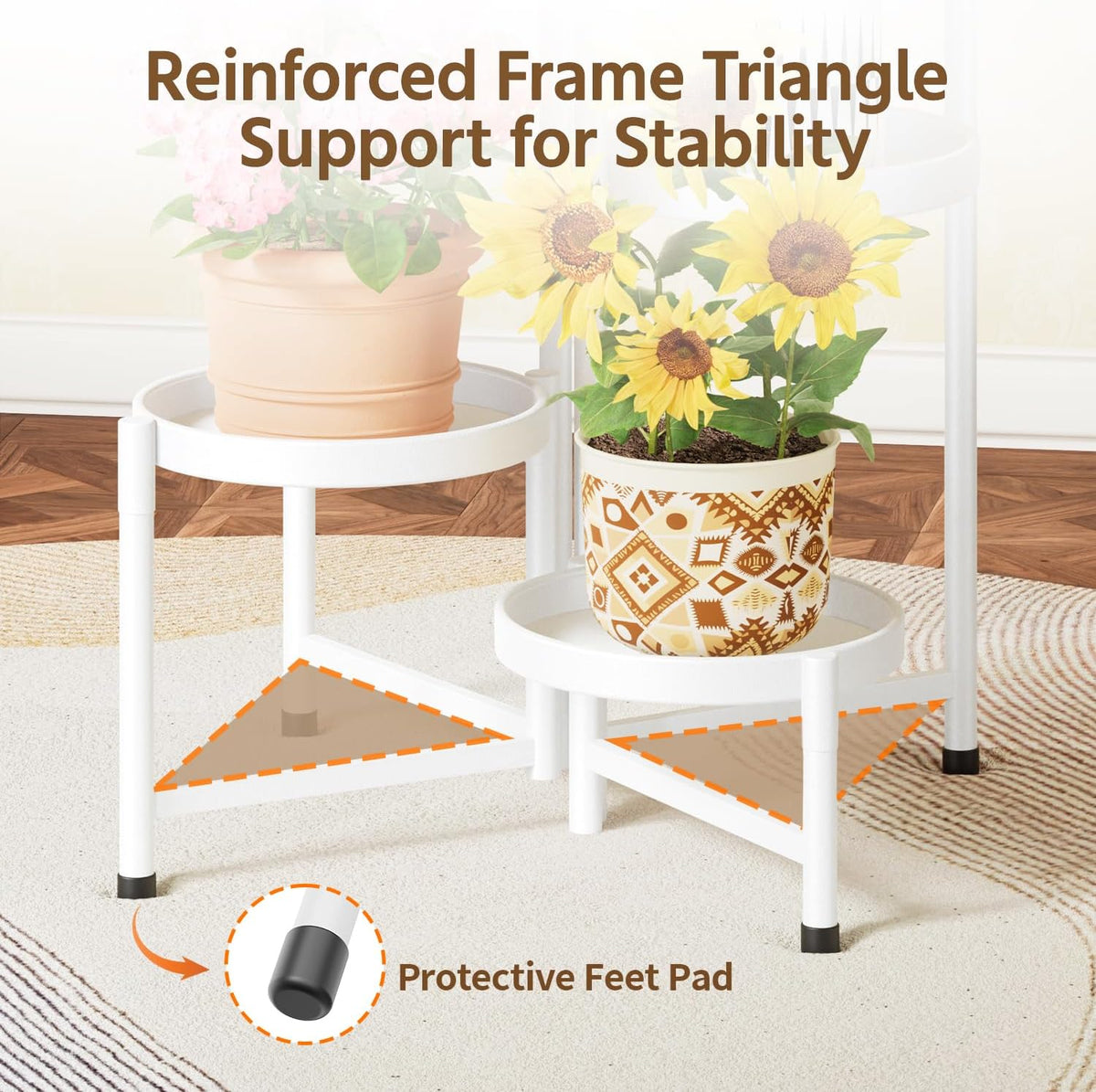 LASZOLA 5 Tiered Folding Plant Stand Indoor for Multiple Large Planter, Tall Heavy Duty Adjustable