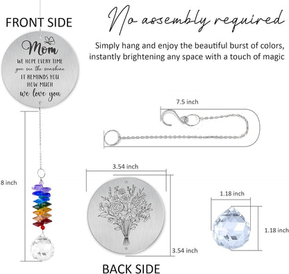 Gifts for Mom - Mom we Love You - Birthday Gift Crystal Suncatcher Rainbow Maker - Hanging Window