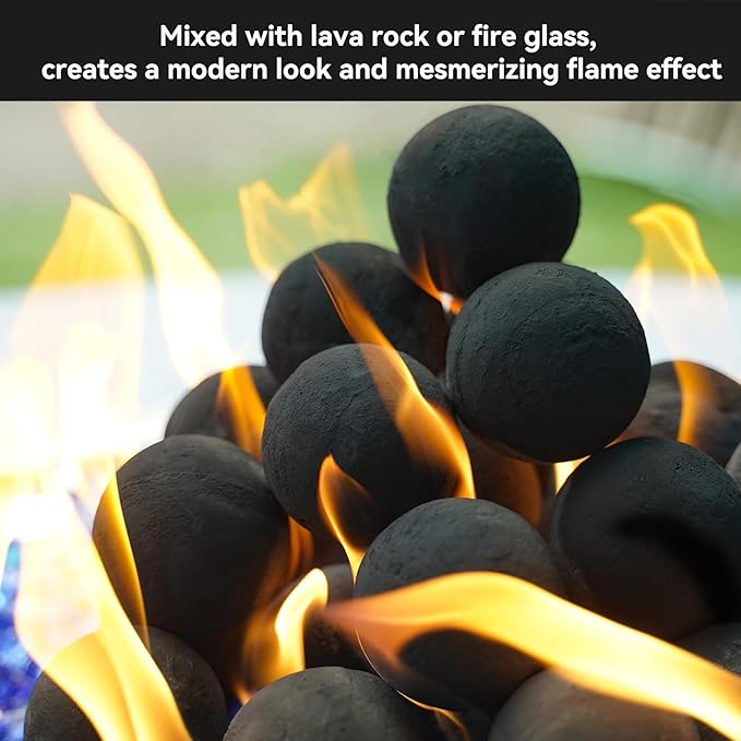 Skyflame 2-Inch Ceramic Fireplace Balls, 25PCS Round Fire Pit Balls for Indoor and Outdoor Fire