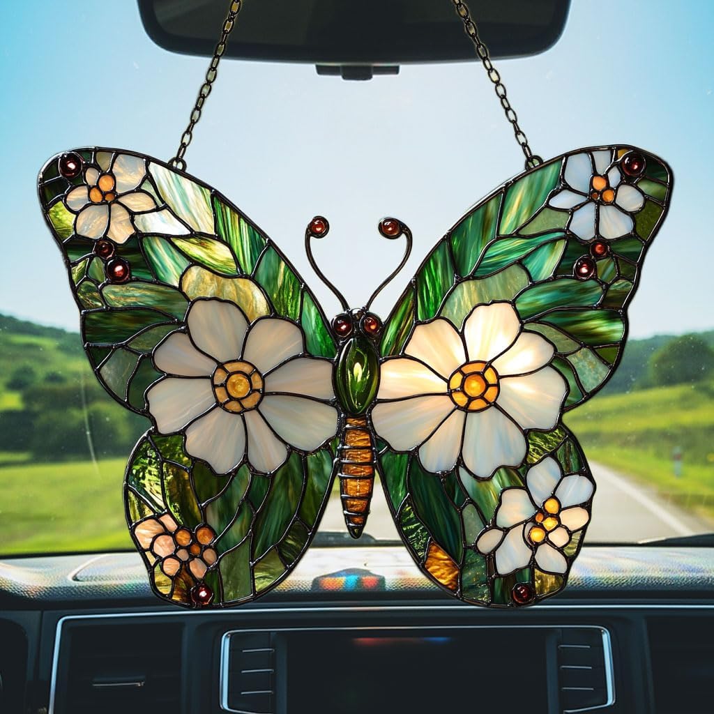 Daisy Fresh Butterfly Acrylic Suncatcher Stained Glass Effect Window Car Hanging Christmas Ornament