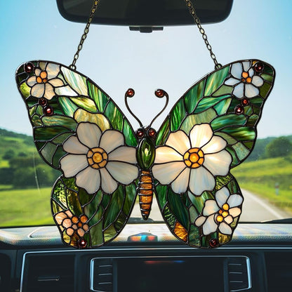 Daisy Fresh Butterfly Acrylic Suncatcher Stained Glass Effect Window Car Hanging Christmas Ornament