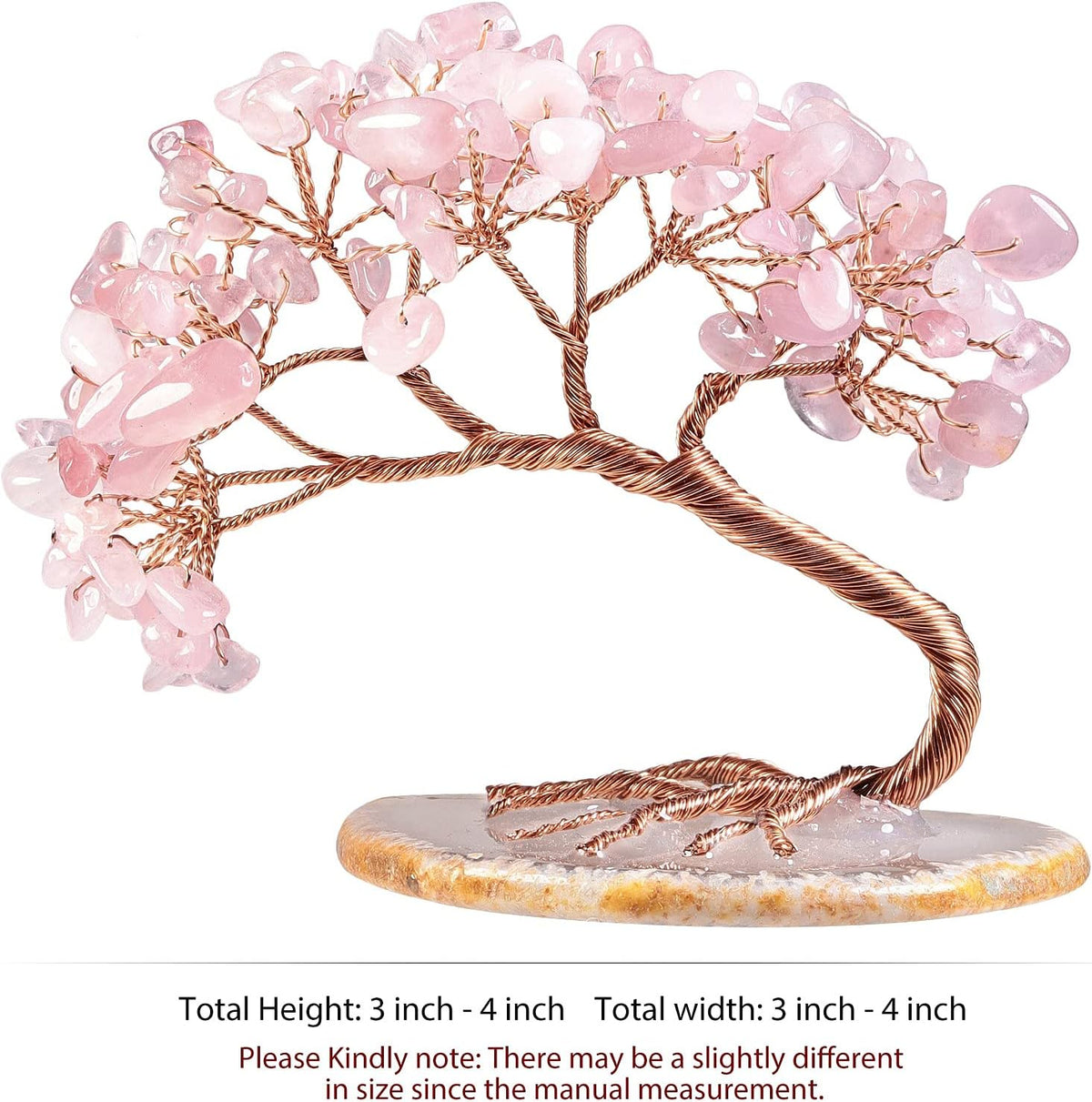 TUMBEELLUWA Reiki Crystal Money Tree with Agate Slice Base Feng Shui Stone Bonsai Tree Figure Decor
