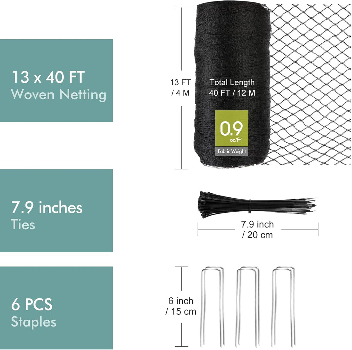 Bird Netting for Garden, Fetanten 13 x 40 FT Netting for Garden Protection Vegetables Fruit Trees