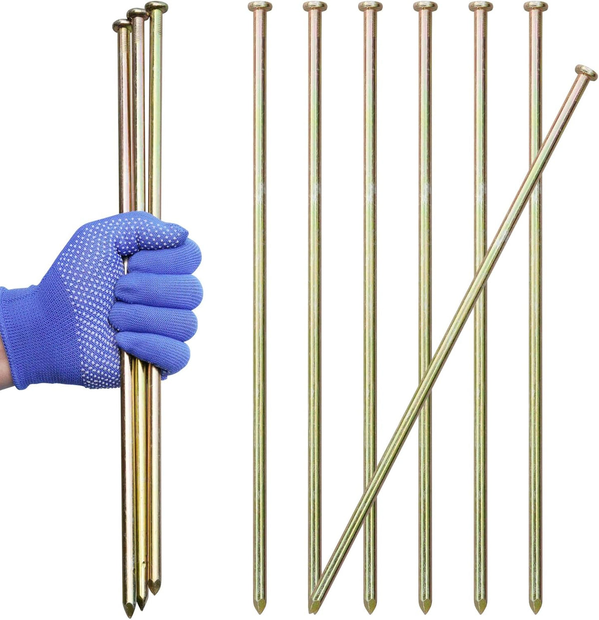 10 Pcs 16 Inch Landscape Stakes, Heavy Duty Galvanized Rebar Stakes for Paver Edging, Weed Barrier