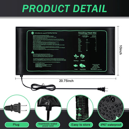 ROCEEI 10 Pack Durable Seedling Heat Mat 10 x 20.75 Waterproof Plant Heating Pad Warm Hydroponic