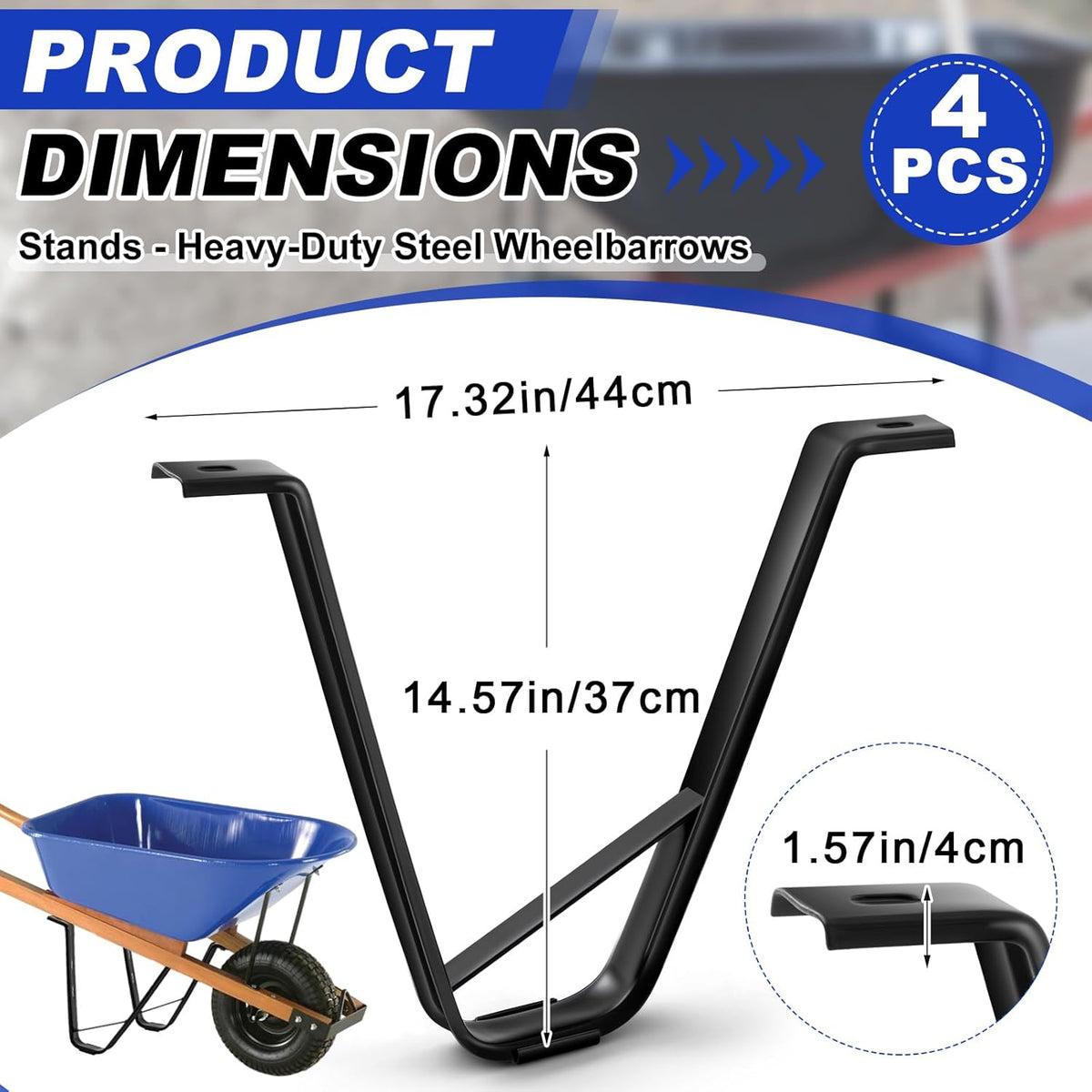 4 Pcs Heavy-Duty Steel Wheelbarrow Stands Trolley Replacement Parts Wheel Barrel Carretilla Bracket