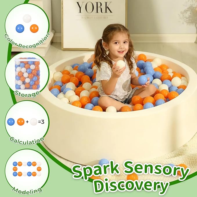 TRENDPLAY Plastic Balls for Ball Pits 2.2 Inch, Pack of 50 100 200 500 Hollow Balls, Perfect for
