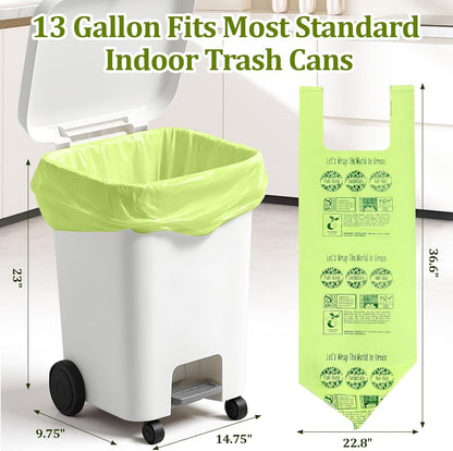 10-13 Gallon Compostable Trash Bags Handle-Tie, Heavy Duty Thick 0.87 Mil, 49.21 Liter, 30 Bags