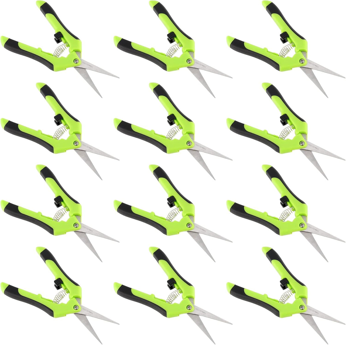 PINGEUI 12 Pack 6.5 Inches Green Micro Tip Pruning Snips, Bud Trimming Scissors with Straight Tip