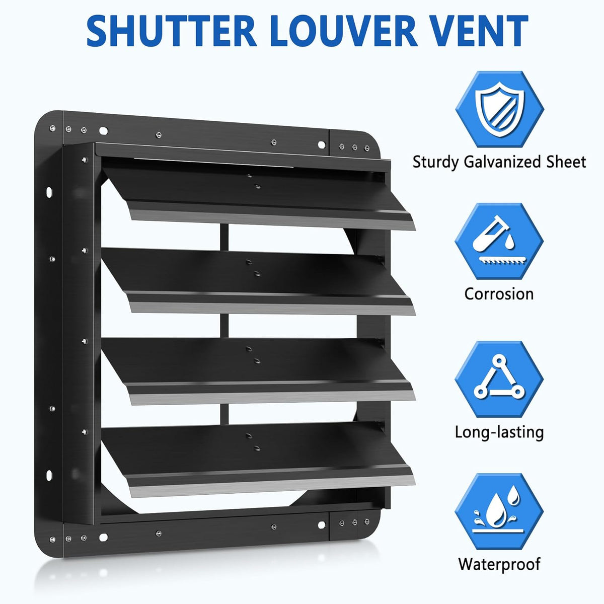 16 Inch Aluminum Automatic Shutter Louver Vent (No Fan Blades and Motor) for Home Attics