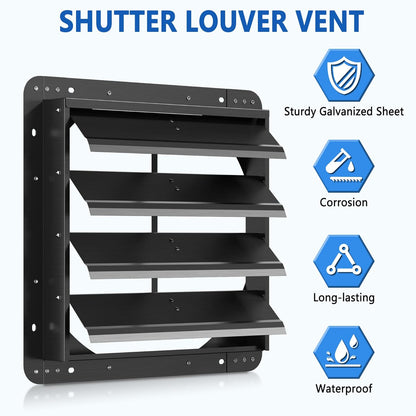16 Inch Aluminum Automatic Shutter Louver Vent (No Fan Blades and Motor) for Home Attics