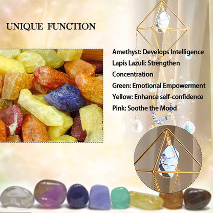 Lapis Lazuli Crystal Suncatcher-Window Hanging Garden Suncatcher Healing Blue Crystal Rainbow Maker