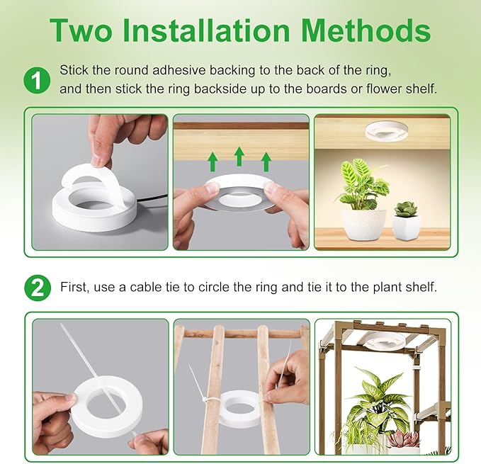 3 Head White Halo Angel Ring Ceiling LED Plant Growth Lights for Shelf, 3000K+6000K Full Spectrum