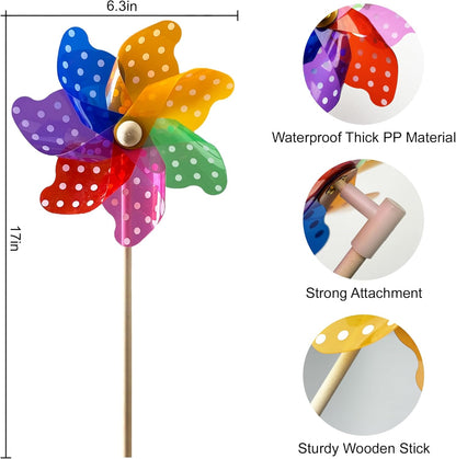 IilLittle 10 Pack Rainbow Pinwheel, No Assembly Required, Pinwheels for Kids, Pinwheels for Yard