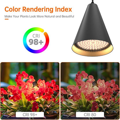 Bstrip Hanging Grow Lights, Full Spectrum Hanging Plant Lights for Indoor Plants, 25W Black Grow