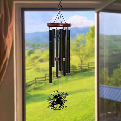 Personalized Customize Name Fantasy Mushroom Wonderland Wind Chime, Metal Iron 37 Inch Outdoor