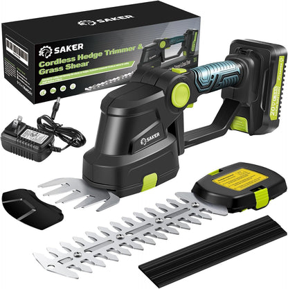 Saker Cordless Hedge Trimmer-20V Electric Shrub Trimmer Grass Shears Handheld Grass Cutter, Hedge