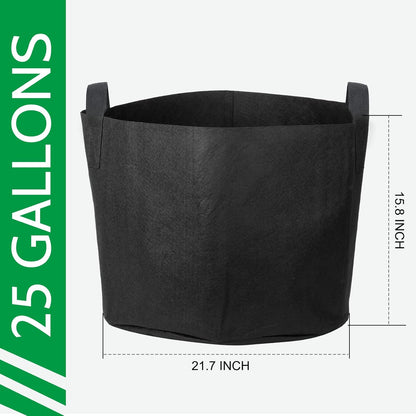 JERIA 12-Pack 25 Gallon, Vegetable/Flower/Plant Grow Bags, Aeration Fabric Pots with Handles