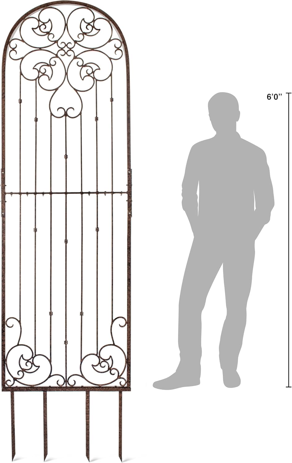 H Potter 8 Foot Tall Garden Trellis Wrought Iron Heavy Scroll Metal Decoration Lawn Patio and Wall