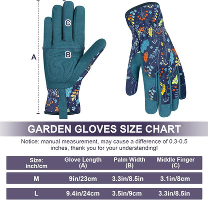 Womens Gardening Weeding Working Gloves, Leather Garden Glove for Women Thorn Proof No Stab for