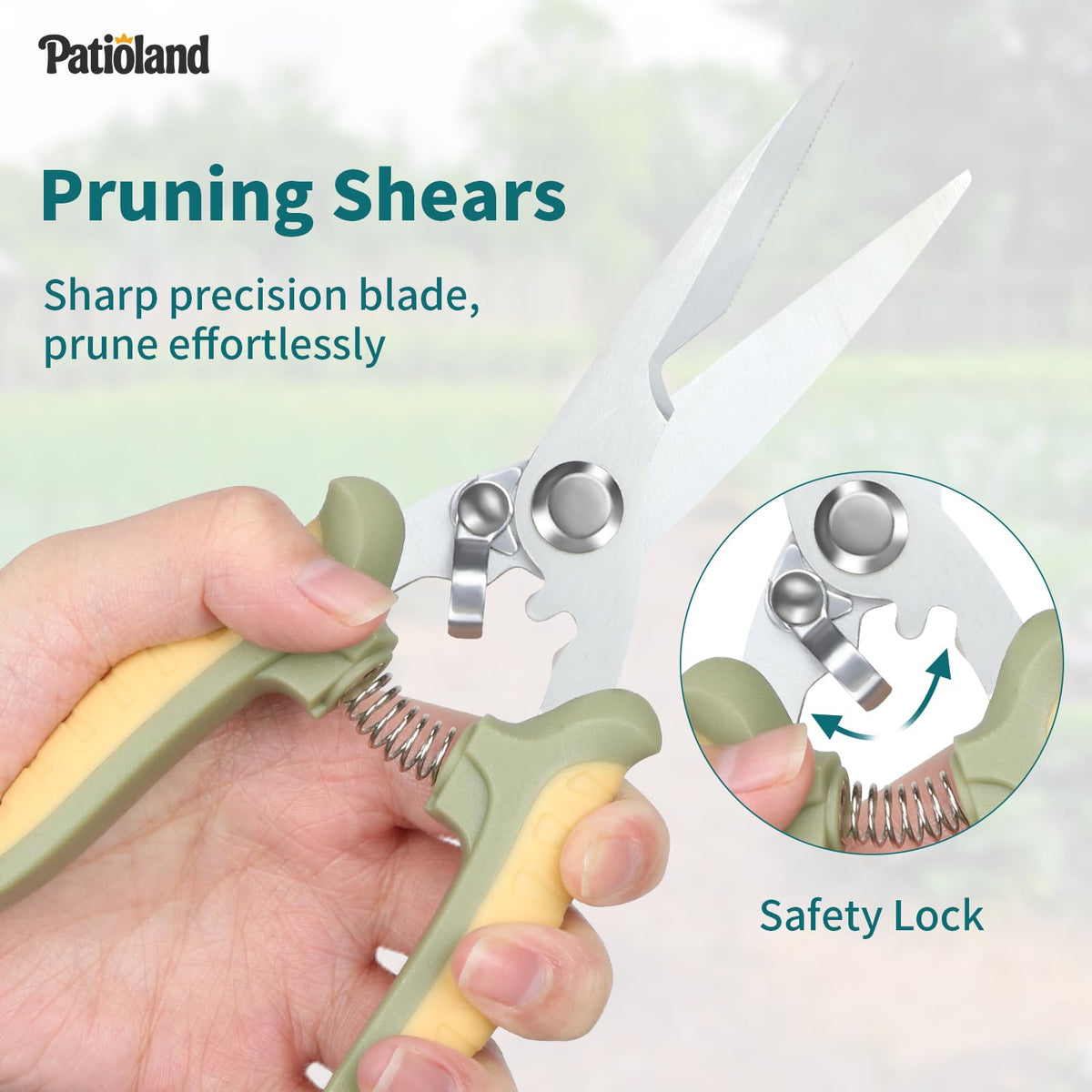 Patioland Green Garden Tool Set 4-Piece, Trowel, Fork, Pruning Shear&Gloves