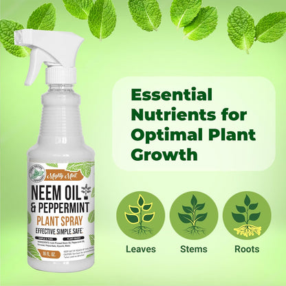 Mighty Mint Neem Oil & Peppermint Plant Nutrient Spray – Natural Leaf Shine for Indoor & Outdoor