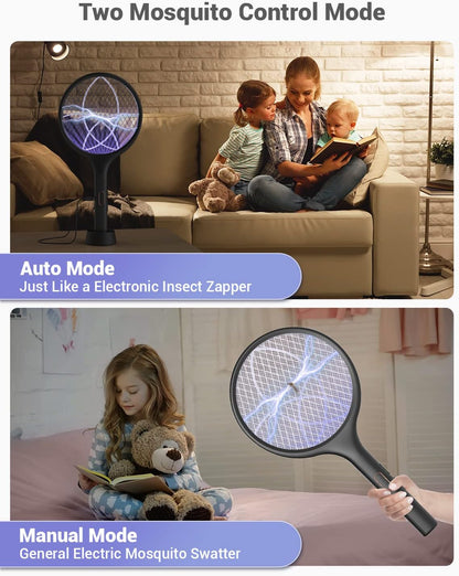YISSVIC Electric Fly Swatter Bug Zapper Racket 4000V LED Screen Dual Modes Fly Zapper Rechargeable