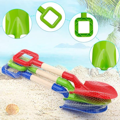 16" Beach Sand Shovels Toys for Kids, Gardening Tool Kits, Sturdy Long Wooden Spade for Sand Snow