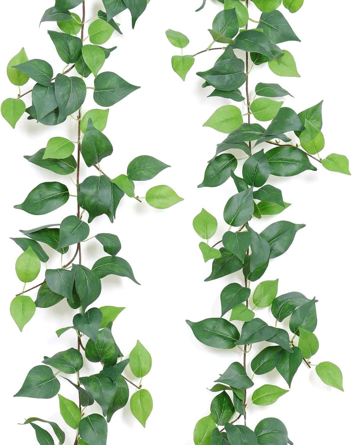 Dremisland 2 Strands Artificial Scindaps Vines Garland 6.7ft Fake Vines Ivy Garland Silk Green