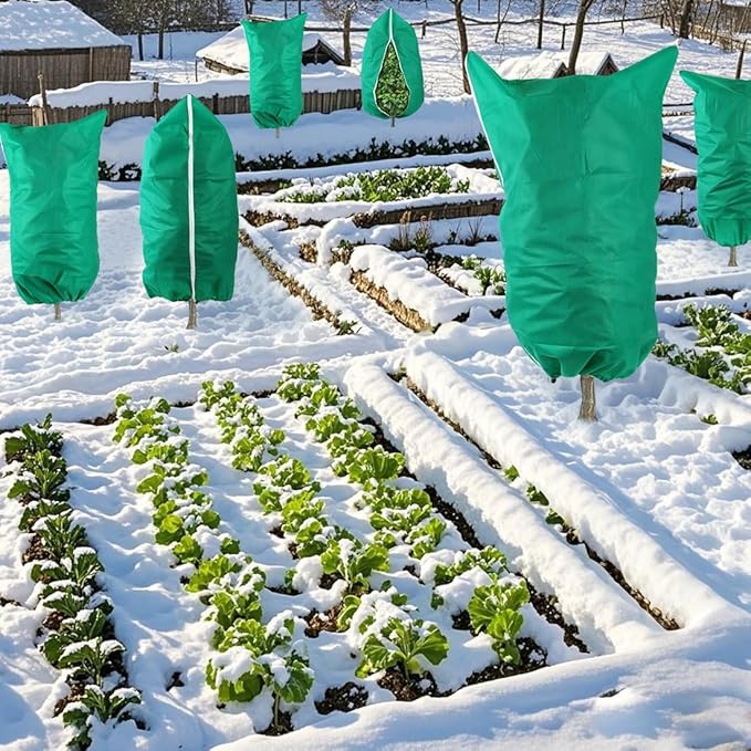 4-Pack Plant Covers Freeze Protection, Frost Covers with Zipper Drawstring, Plant Protectors from