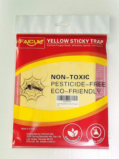 Faicuk 20 Pack Dual Sided Yellow Sticky Traps for Flying Plant Insect Like Fungus Gnats, Aphids