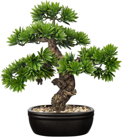Fake Bonsai Tree Small Bonsai Plant 15.7” Tall Artificial Bonsai Trees with Black Pot Decorated