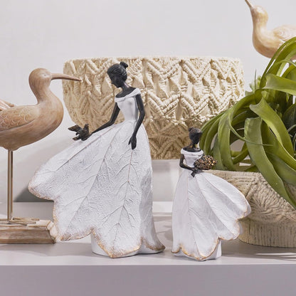 Guichifun Fairy Statue Collection Home Decoration - White Leaf Angel Girls Resin Home Decor for