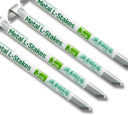 Greenscapes Metal L Stakes – 12-Pack (4 Bundles of 3) Heavy-Duty Garden Anchoring Stakes for