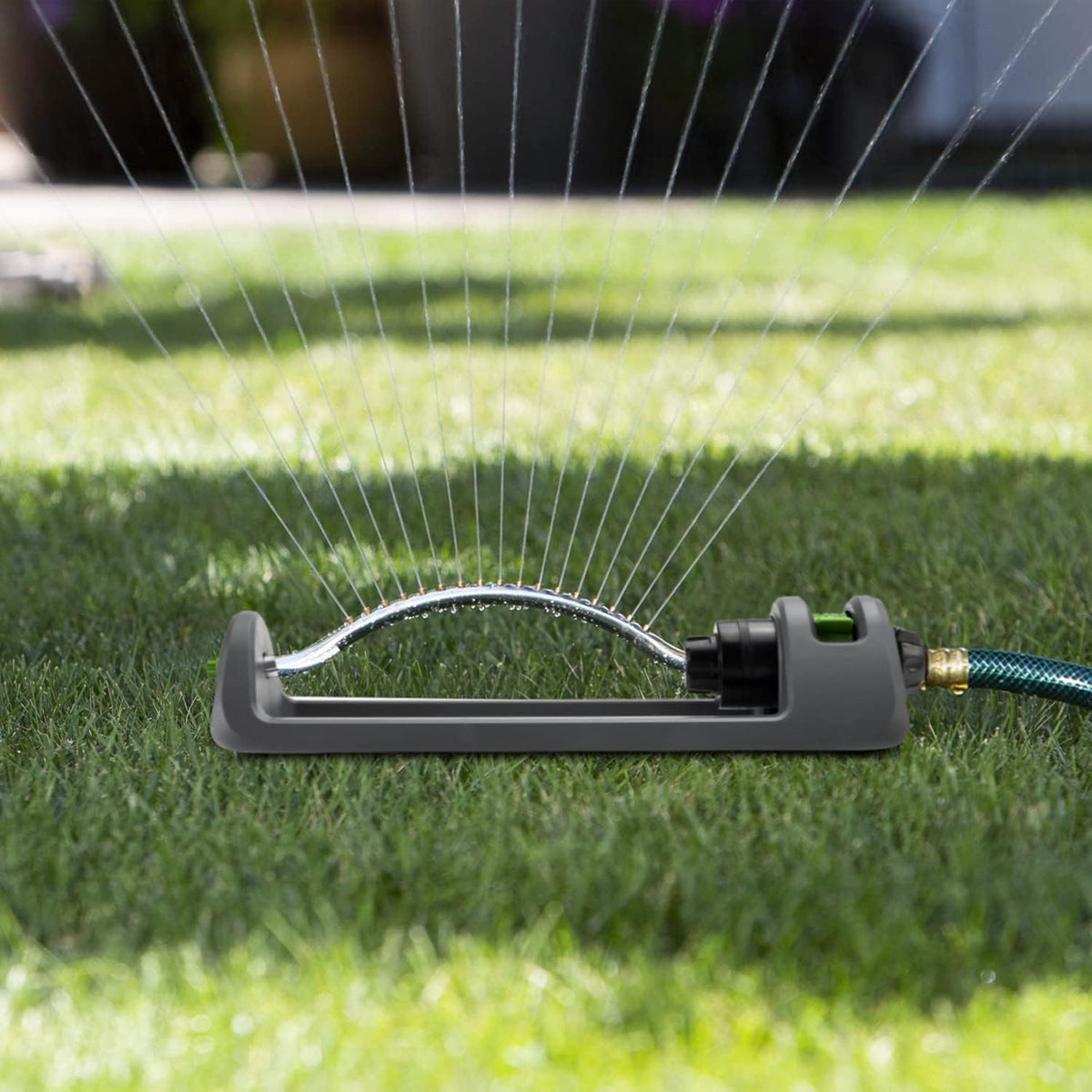Lawn Sprinkler, 18-Hole Brass Nozzle Oscillating Sprinkler, Garden Tool for Lawns up to 3,600