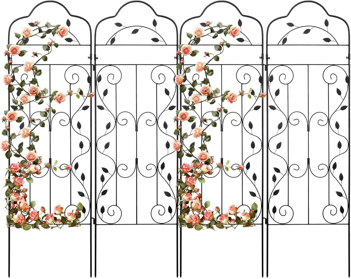 hogardeck 4 Packs 60 * 18 inch Metal Garden Trellis for Climbing Plants Outdoor,Heavy Duty,Black