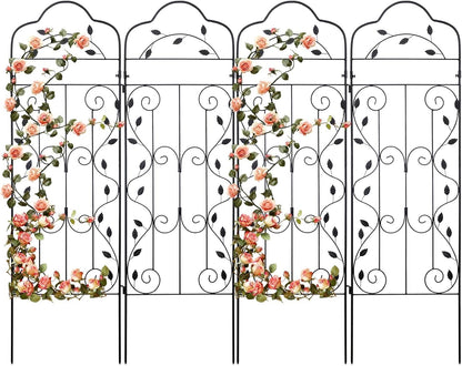 hogardeck 4 Packs 60 * 18 inch Metal Garden Trellis for Climbing Plants Outdoor,Heavy Duty,Black