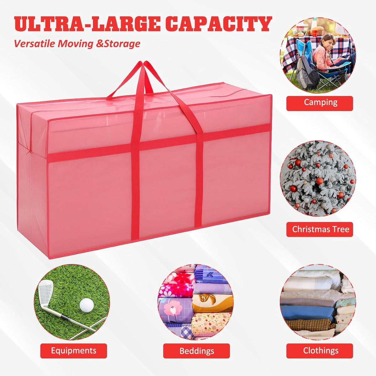 4 Pcs 66 Gallon Large Moving Bags with Zipper and Handles Foldable Storage Duffle Bags Heavy Duty