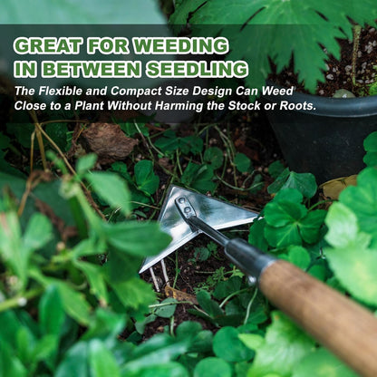 Haliaeetus Triangle Hoe, 60'' Scuffle Hoe for Keeping Your Back from Tiring Out, Weeding Just in