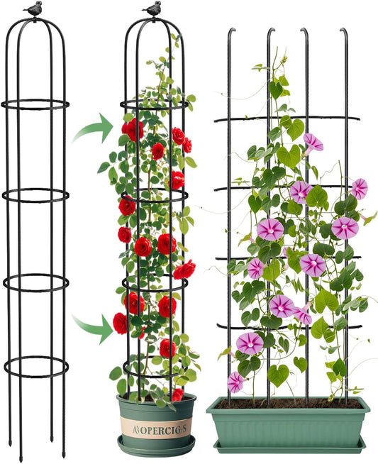 Garden Obelisk Trellis for Climbing Plants Outdoor 6.2 Ft Rose Bush Round Trellis for Pots