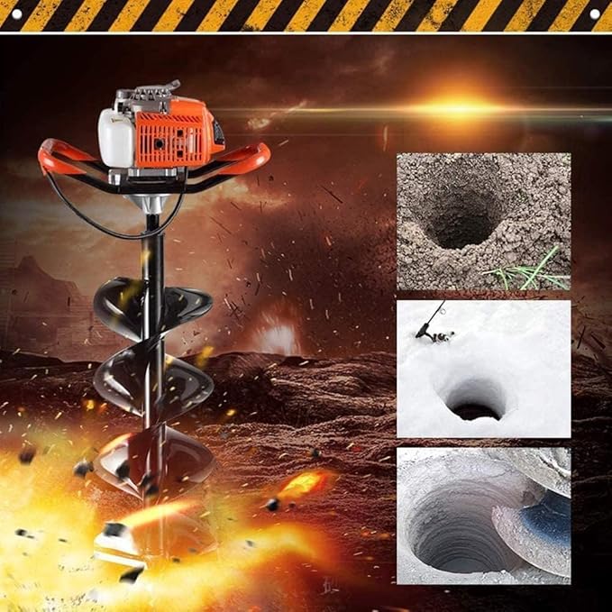 85cc Post Hole Digger 2-Stroke Petrol Gas Powered Earth Digger with 3 Auger Bits (4" 8" 12") + 2