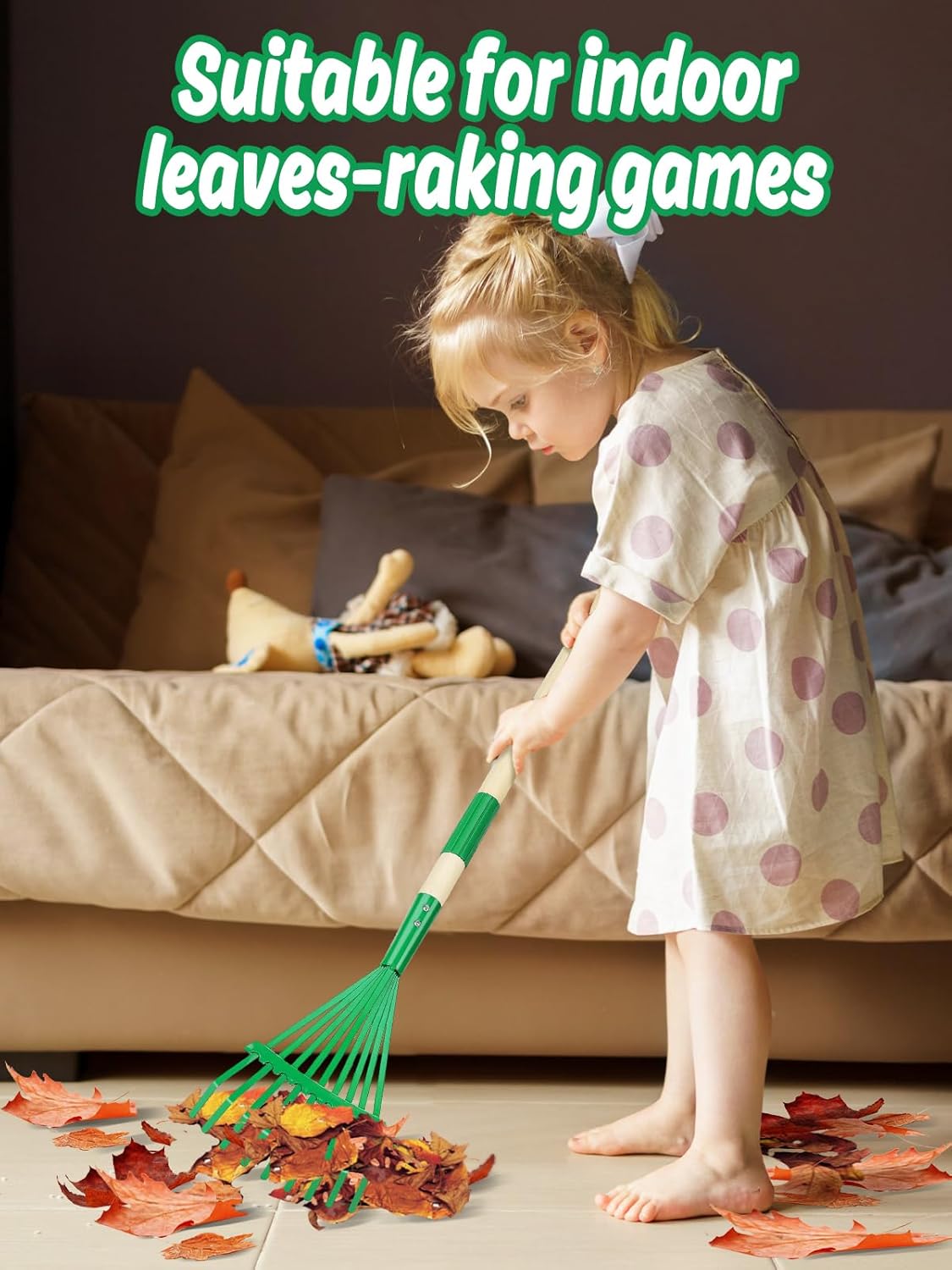 Kids Friendly Rakes for Leaves - 28" Child Size Small Rake with Durable Metal Head & Hardwood